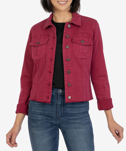Wallflower Authentic Denim Women's Denim Jacket Small Denim Maroon No Hood  | eBay